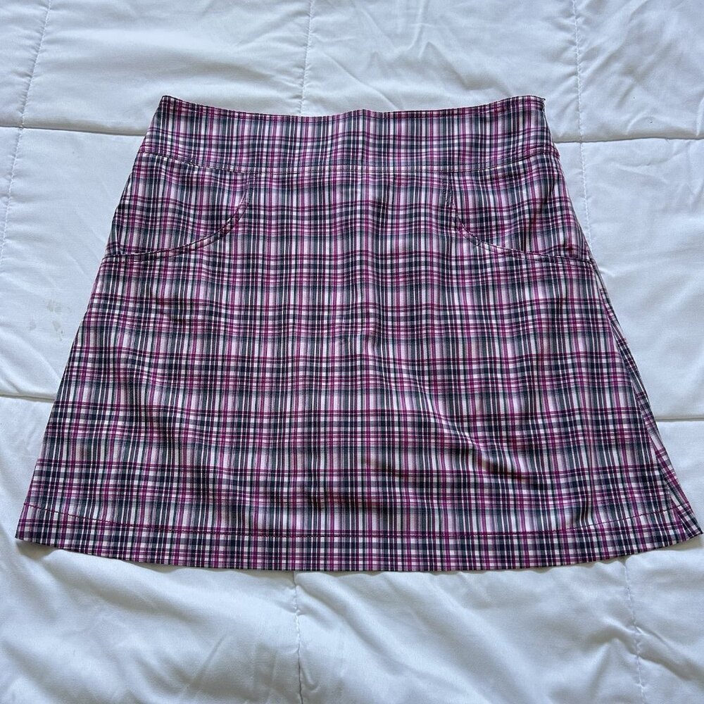 Annika Cutter & Buck‎ Womens 8 Pink Plaid Golf Tennis Skort Skirt Shorts Stretch